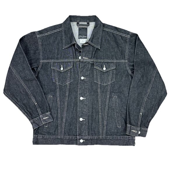 Vintage Sean John Black Denim Jean Jacket Y2K Trucker Men’s Size Medium - Picture 1 of 8